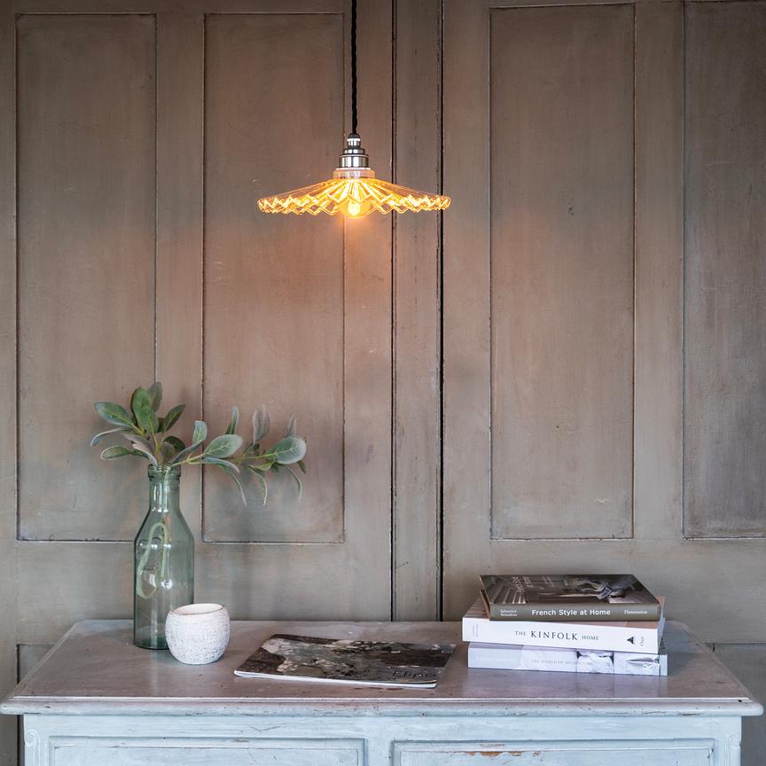Fluted Fan Glass Pendant Light