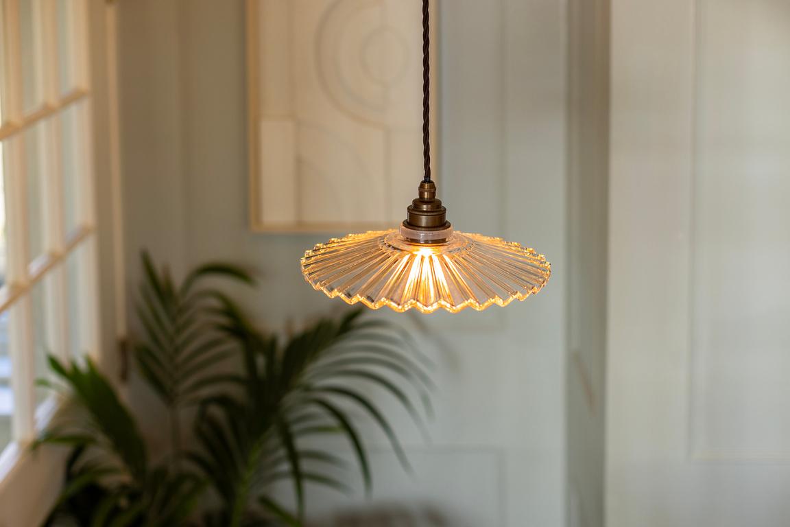 Fluted Fan Glass Pendant Light