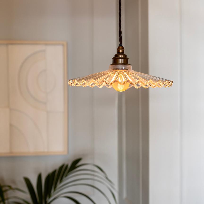 Fluted Fan Glass Pendant Light