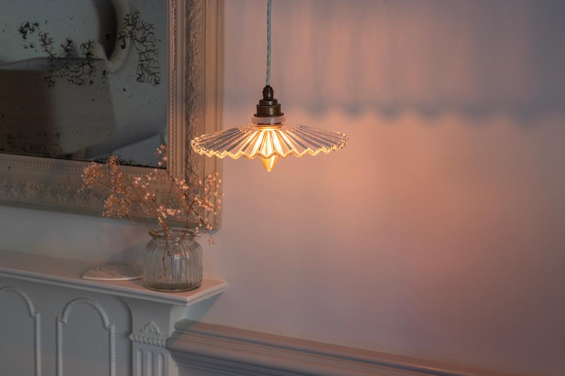 Fluted Fan Glass Pendant Light