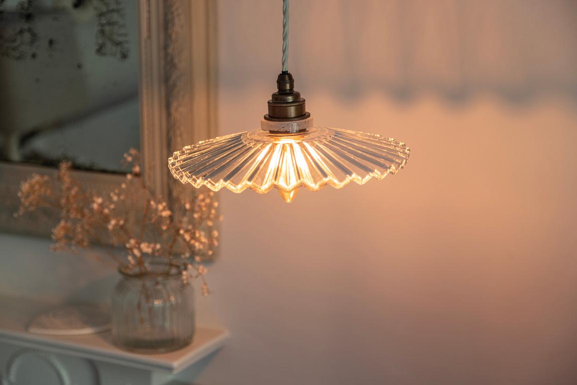 Fluted Fan Glass Pendant Light