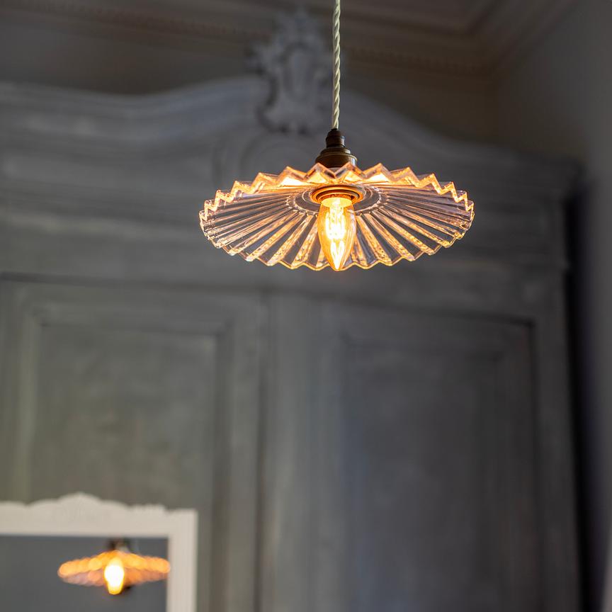 Fluted Fan Glass Pendant Light