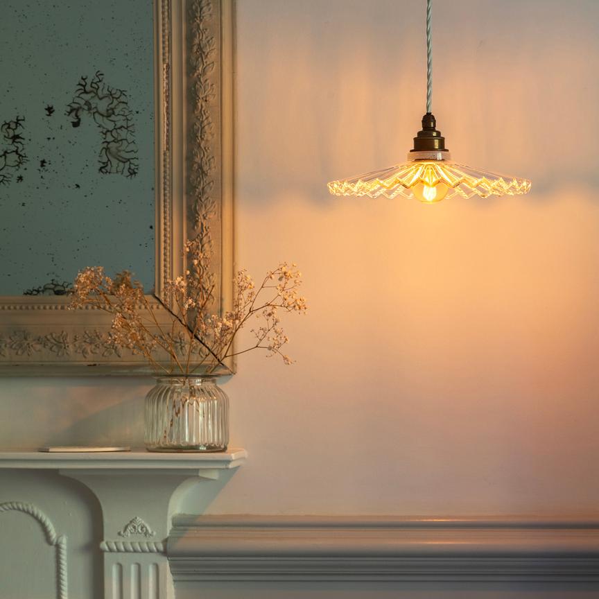 Fluted Fan Glass Pendant Light
