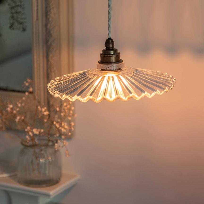 Fluted Fan Glass Pendant Light