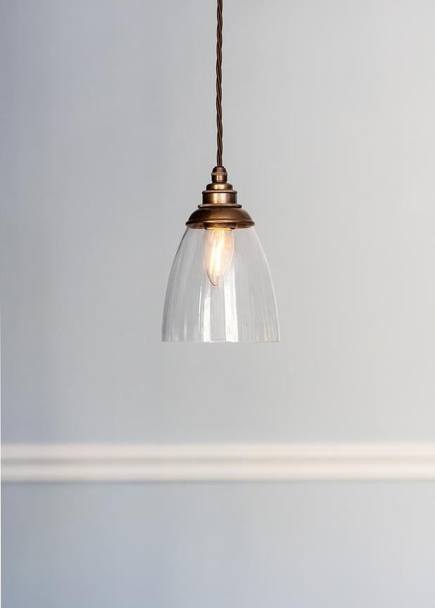 Dickens Clear Glass Pendant Light with Oxford Cap