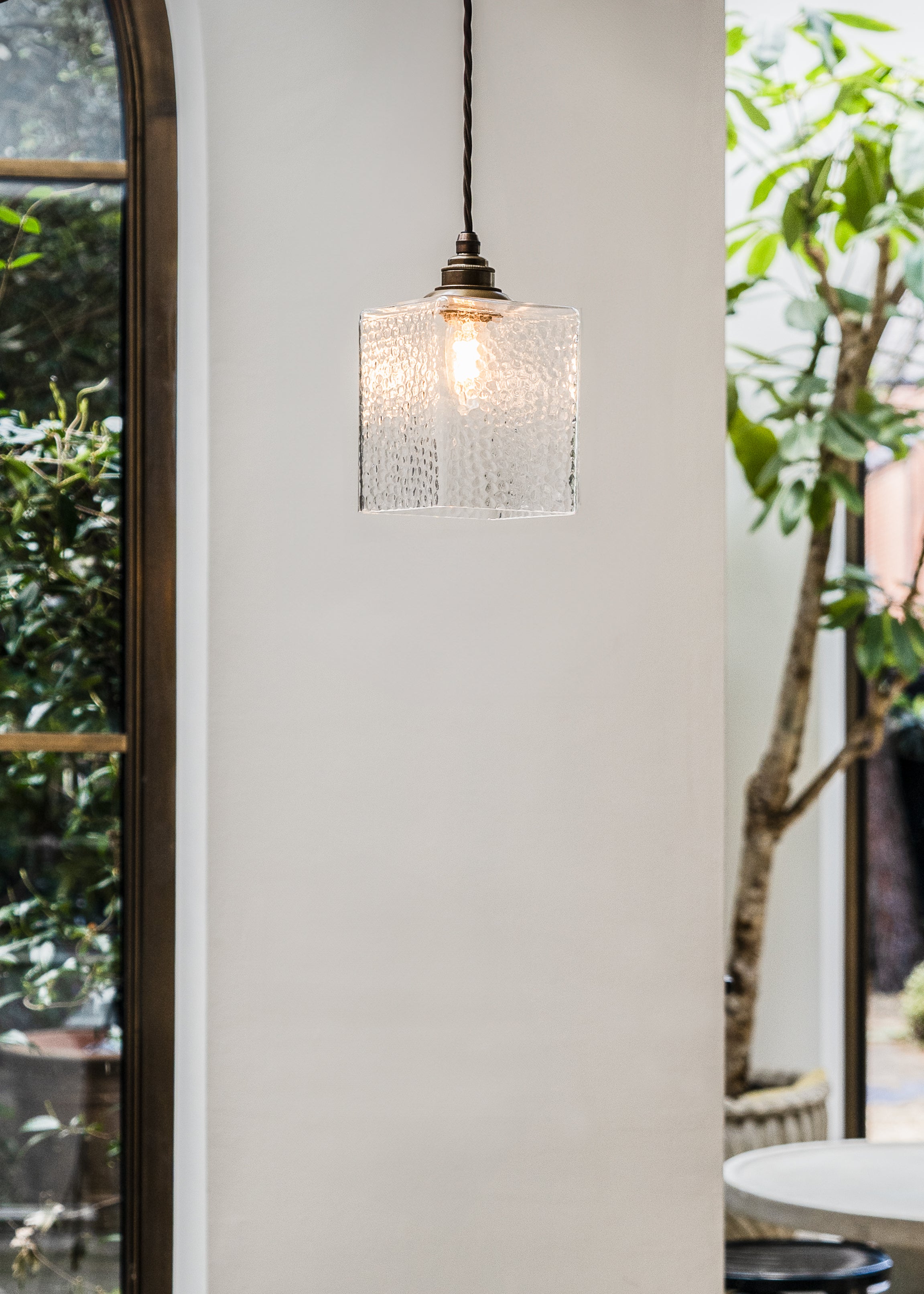 Montagu Cuboid Dappled Glass Pendant Light