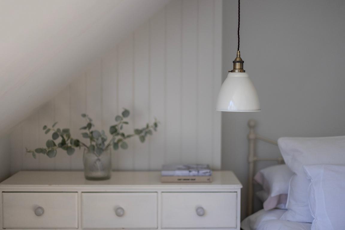 Classic Painted Pendant Light in Clay White