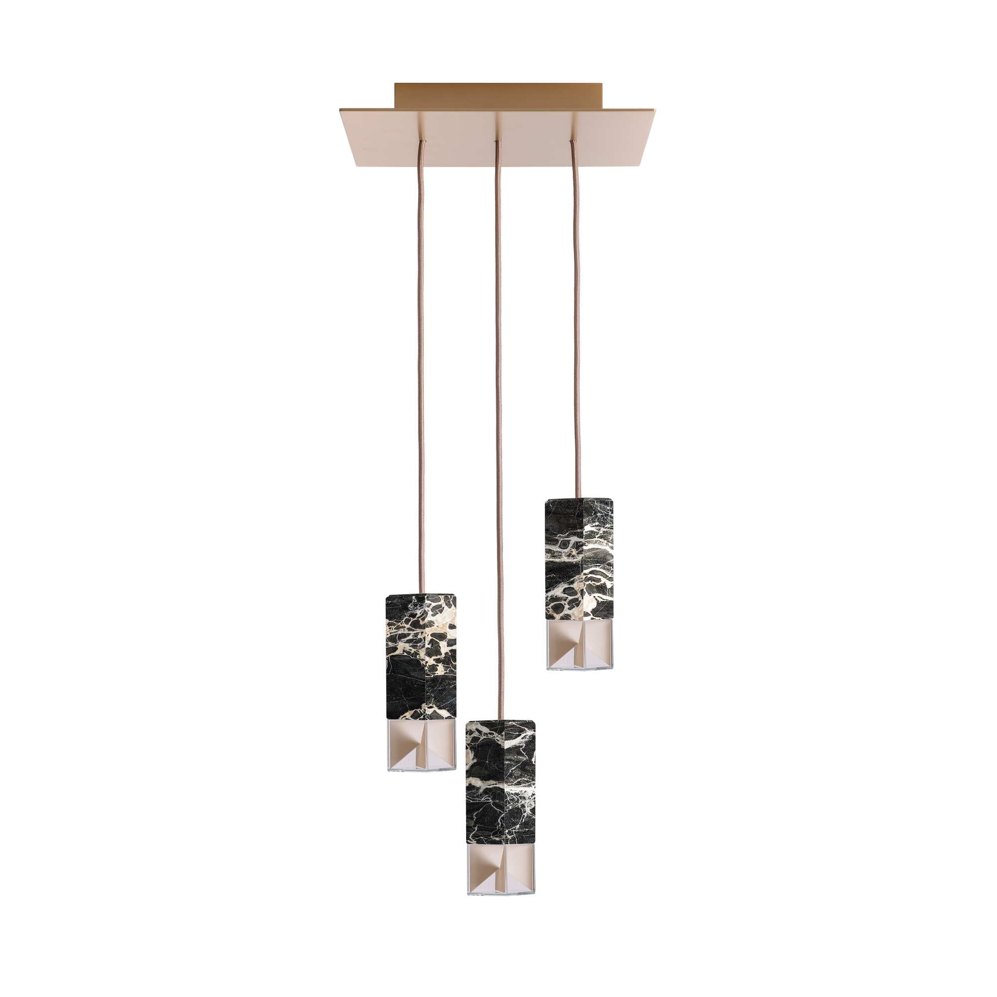 Lamp/ One Black Trio Chandelier white background 