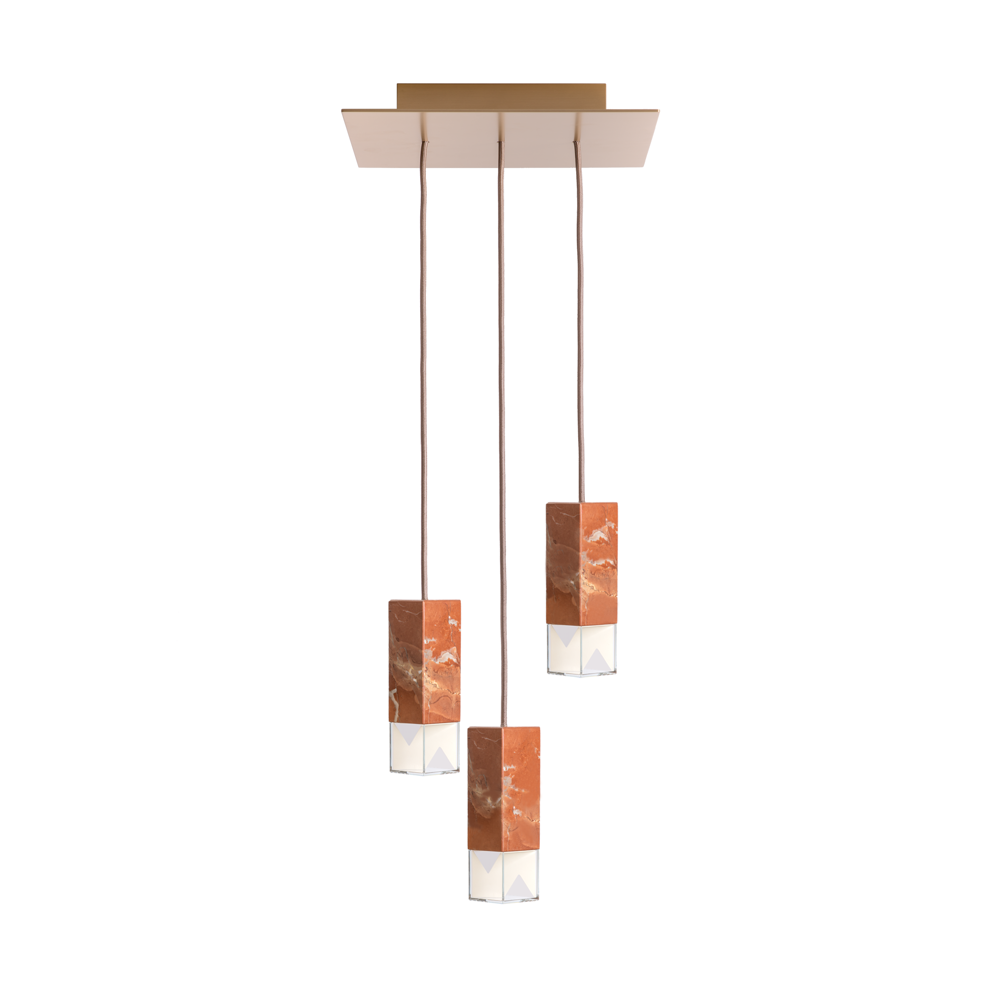 Lamp/ One Red Trio Chandelier white background