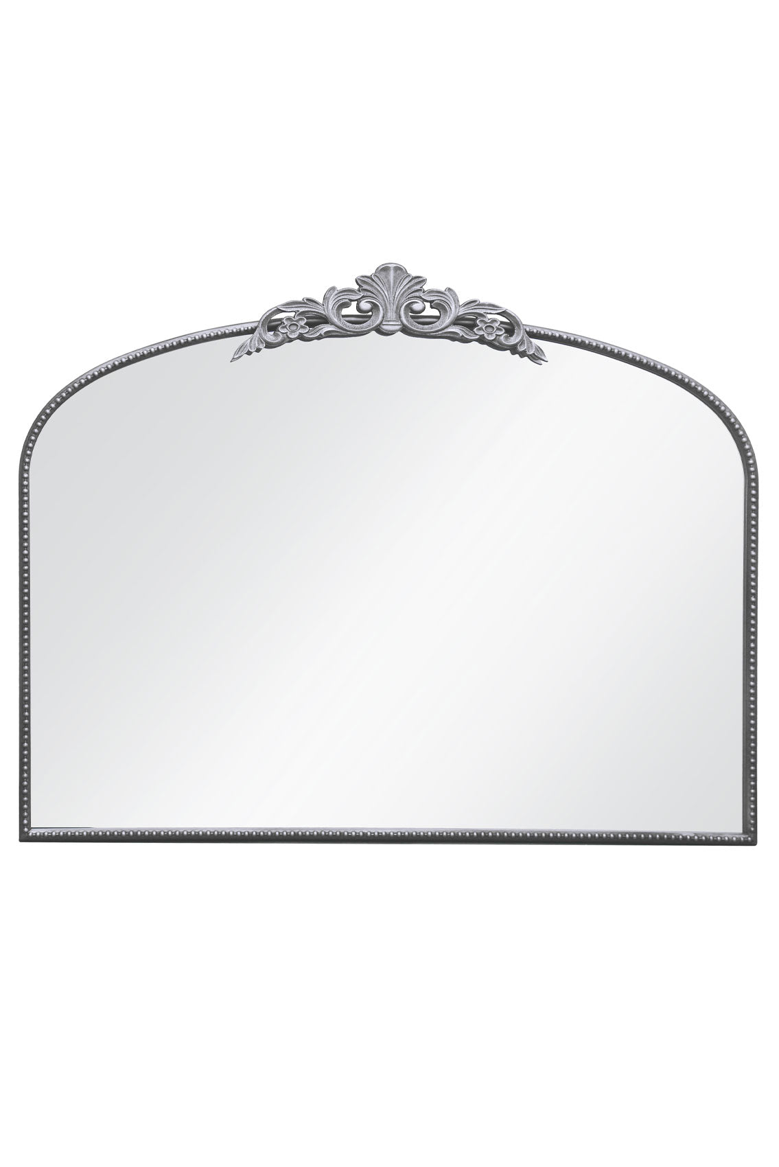 Regal Reflection - Silver Metal Classic Arched Wall Mirror with Crown Accent, 40" x 31" (102CM x 80CM), 2cm Frame Width, 3cm Depth.-2