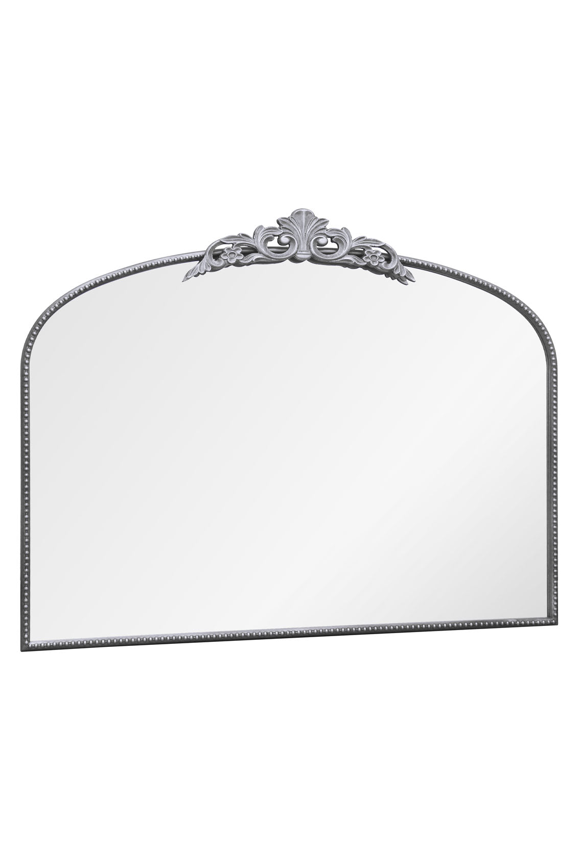 Regal Reflection - Silver Metal Classic Arched Wall Mirror with Crown Accent, 40" x 31" (102CM x 80CM), 2cm Frame Width, 3cm Depth.-3