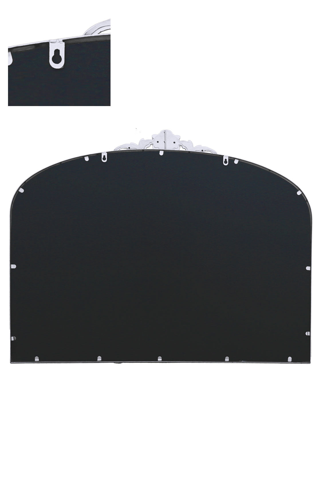 Regal Reflection - Silver Metal Classic Arched Wall Mirror with Crown Accent, 40" x 31" (102CM x 80CM), 2cm Frame Width, 3cm Depth.-4