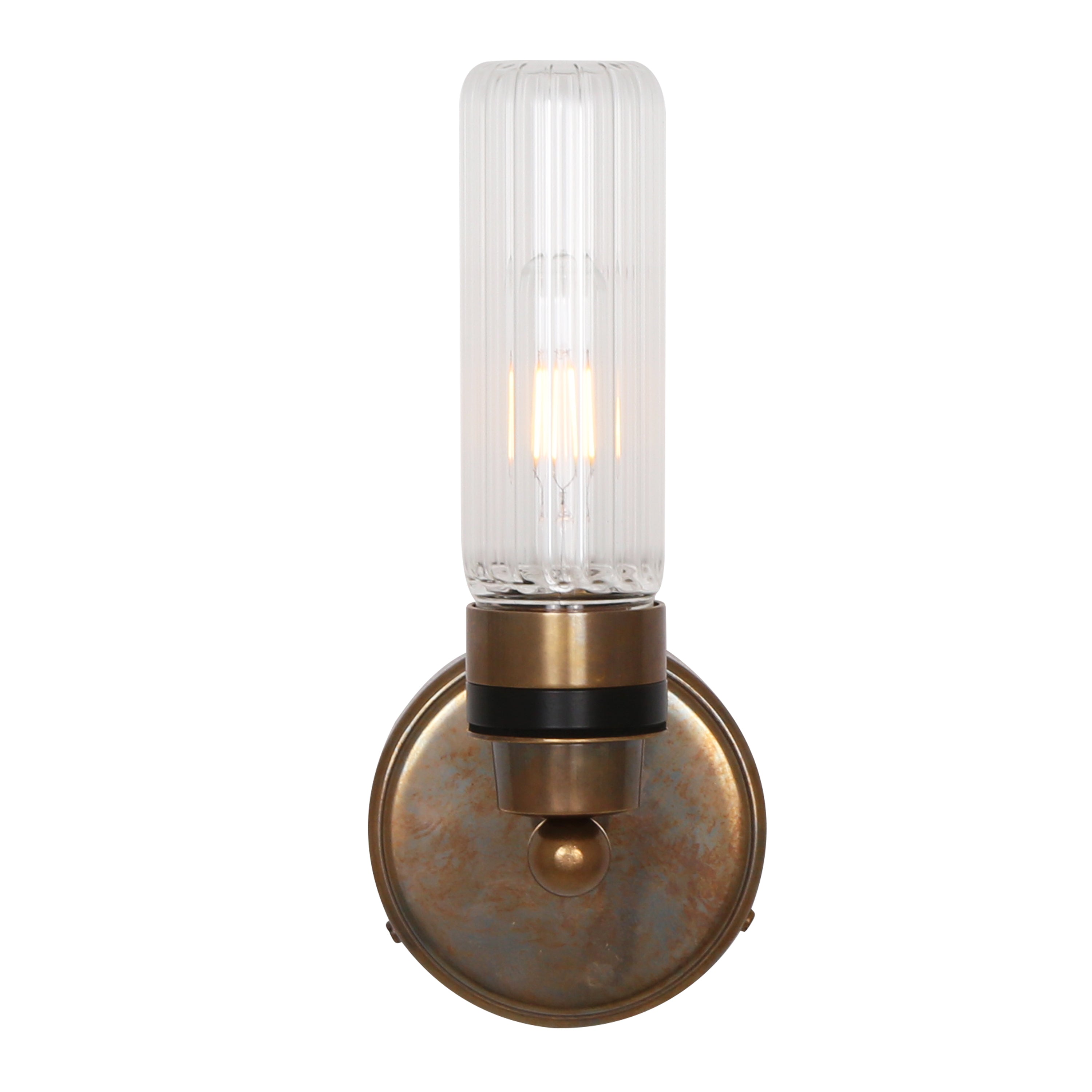 Firth Tube Glass and Brass Bathroom Wall Light IP65 Product Shot