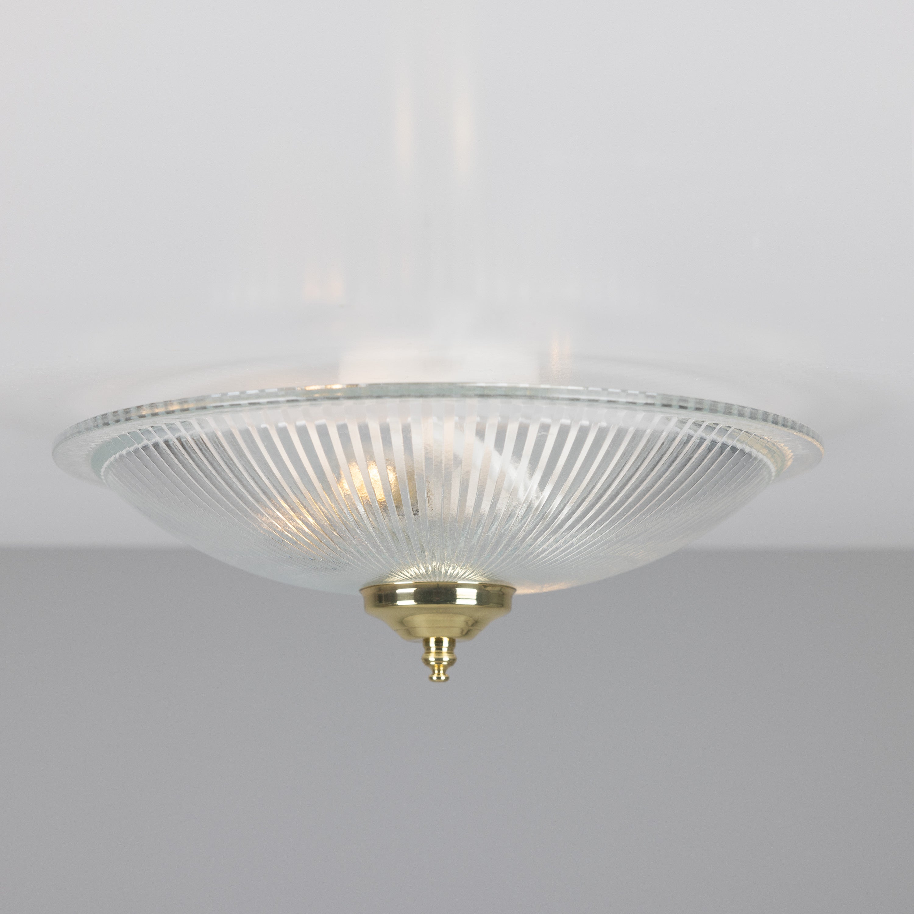 Nicosa Shallow Holophane Glass Flush Ceiling Light 30cm Product Shot