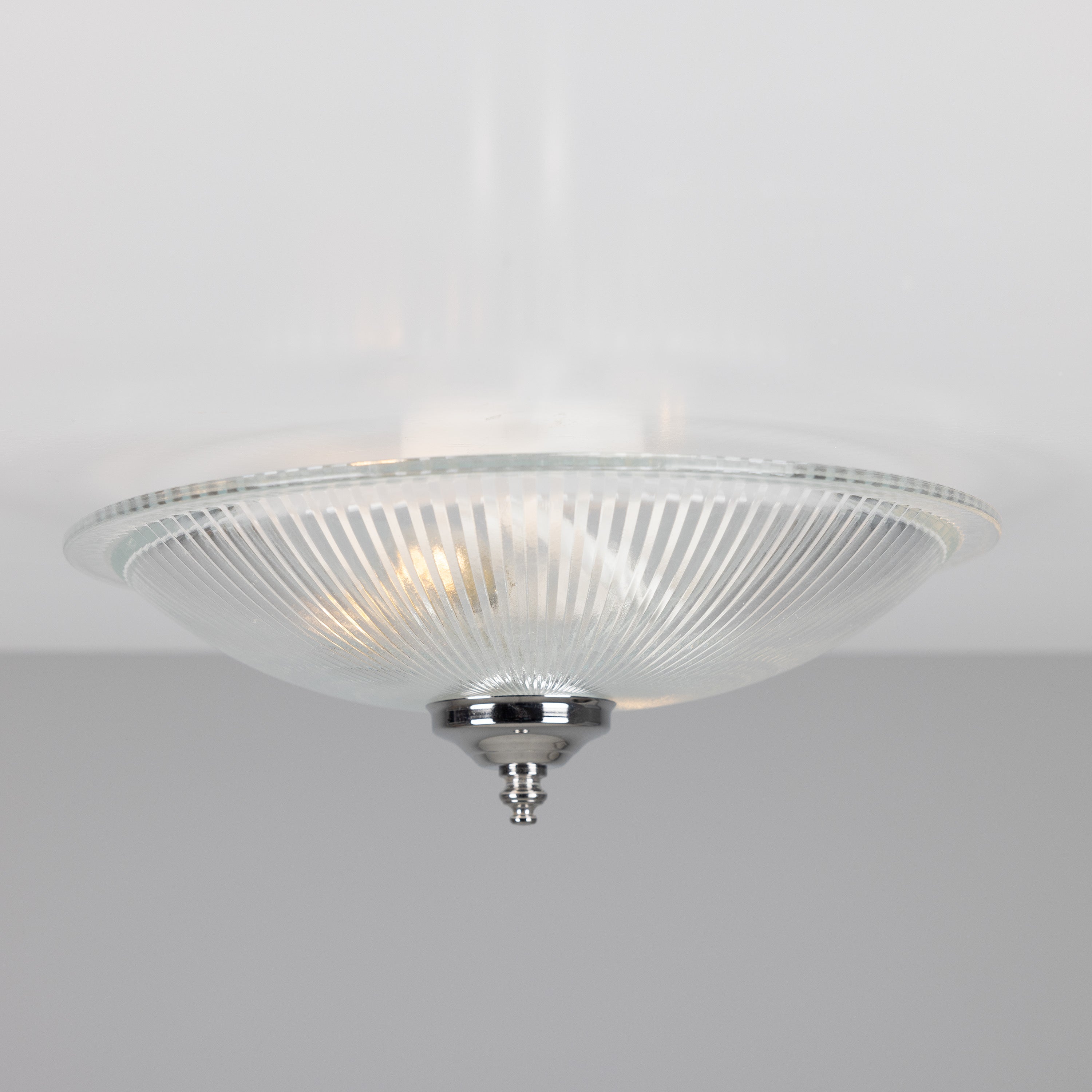 Nicosa Shallow Holophane Glass Flush Ceiling Light 30cm Product Shot