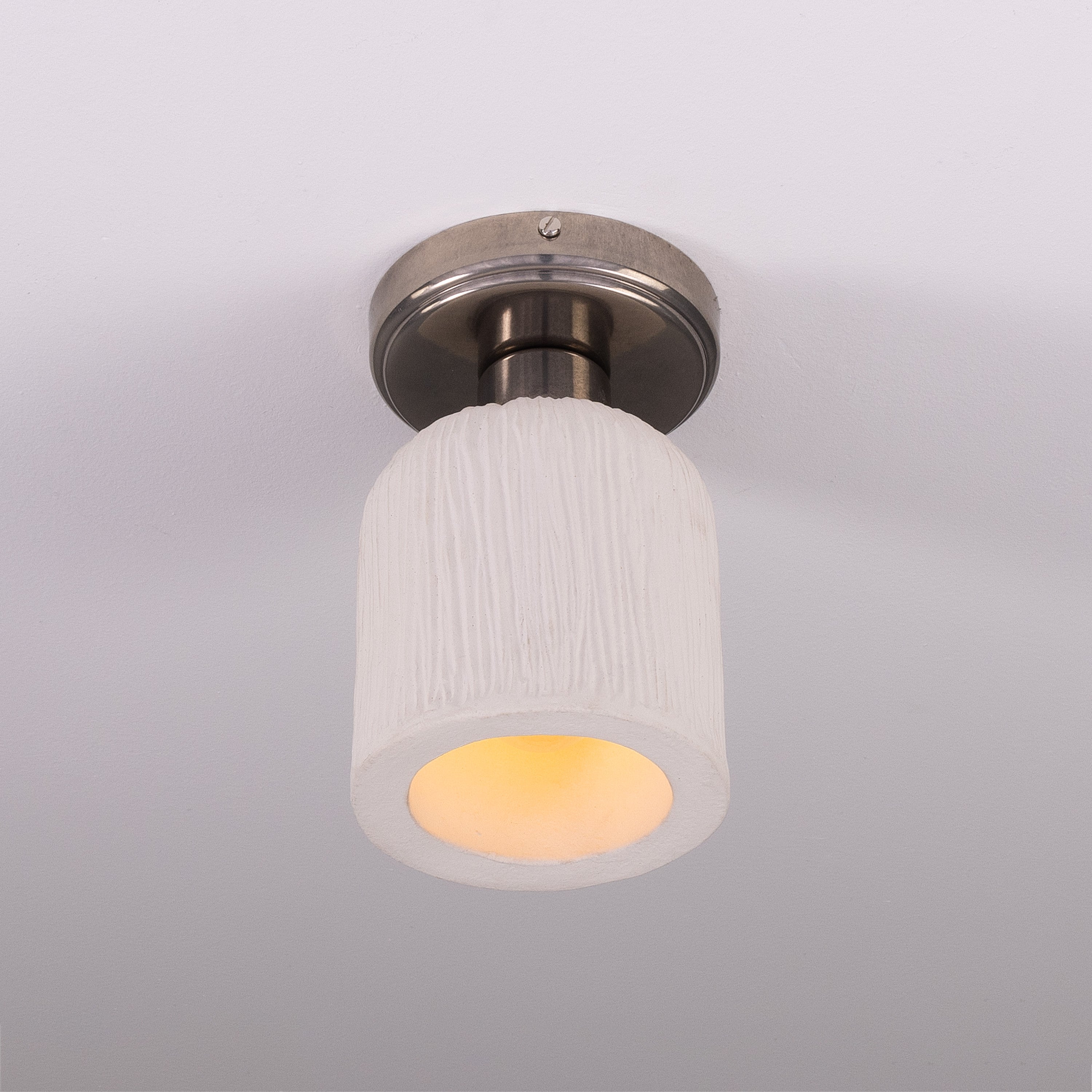 Osier Organic Ceramic Ceiling Light 12cm, Matte White Striped Product Shot