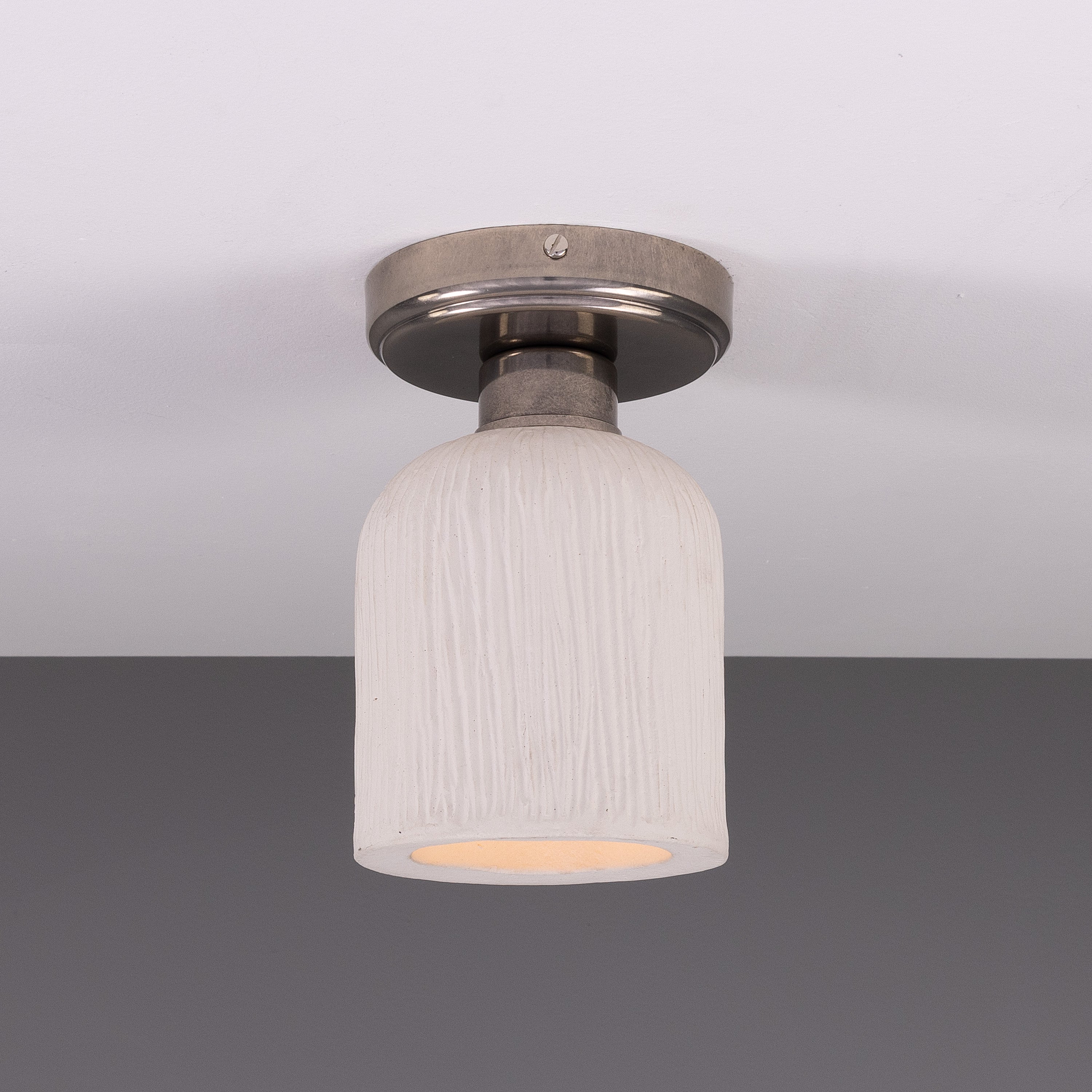 Osier Organic Ceramic Ceiling Light 12cm, Matte White Striped Product Shot