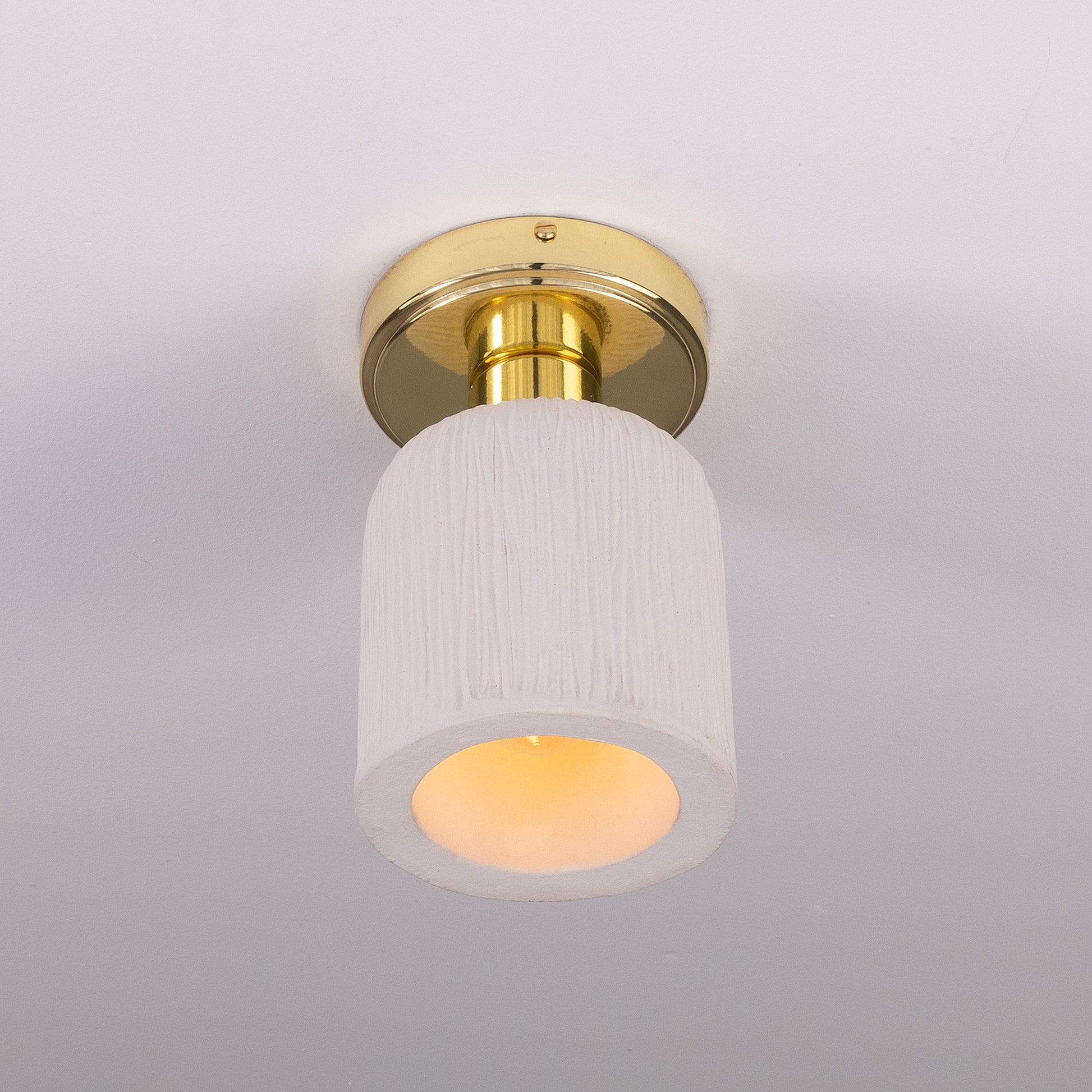 Osier Organic Ceramic Ceiling Light 12cm, Matte White Striped Product Shot