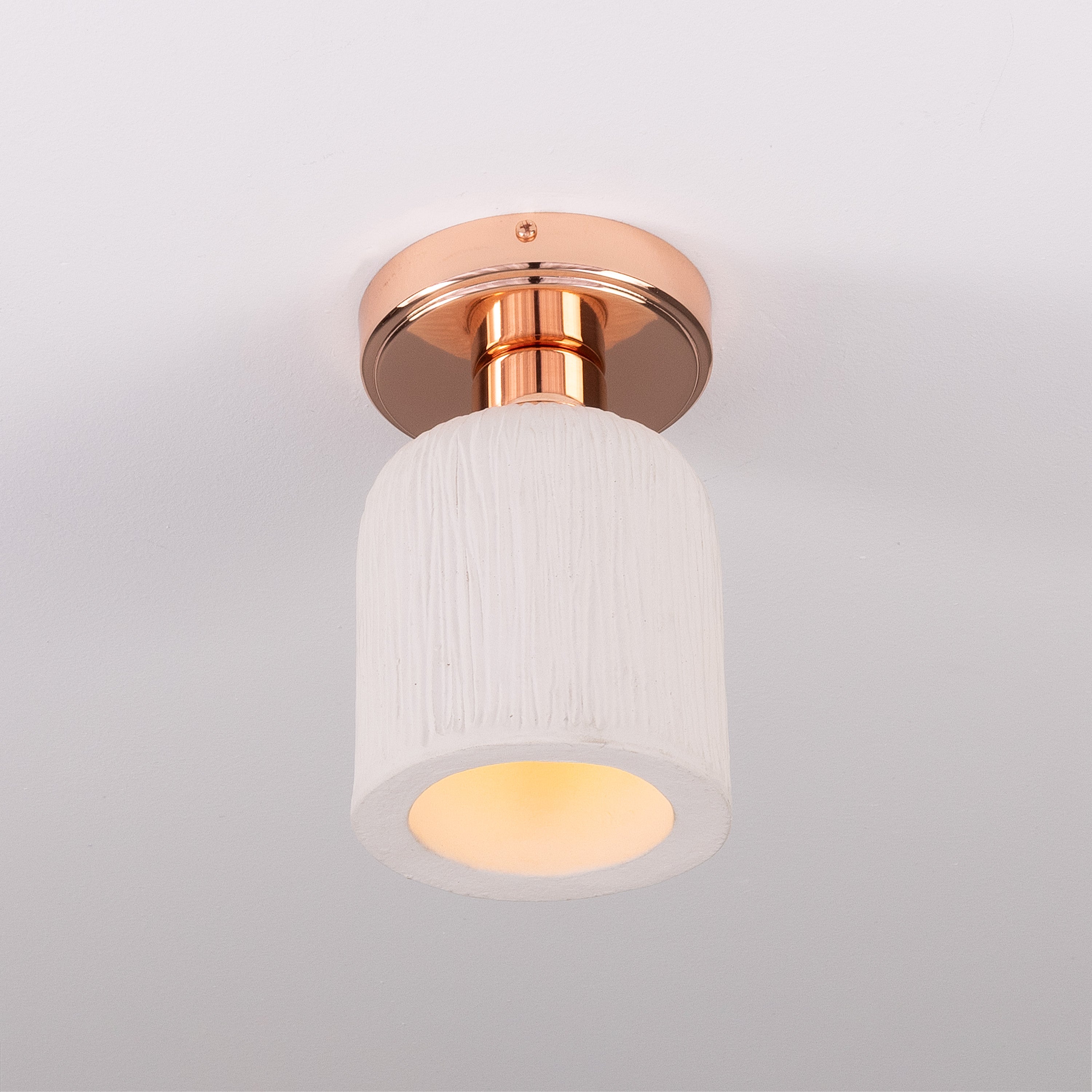 Osier Organic Ceramic Ceiling Light 12cm, Matte White Striped Product Shot