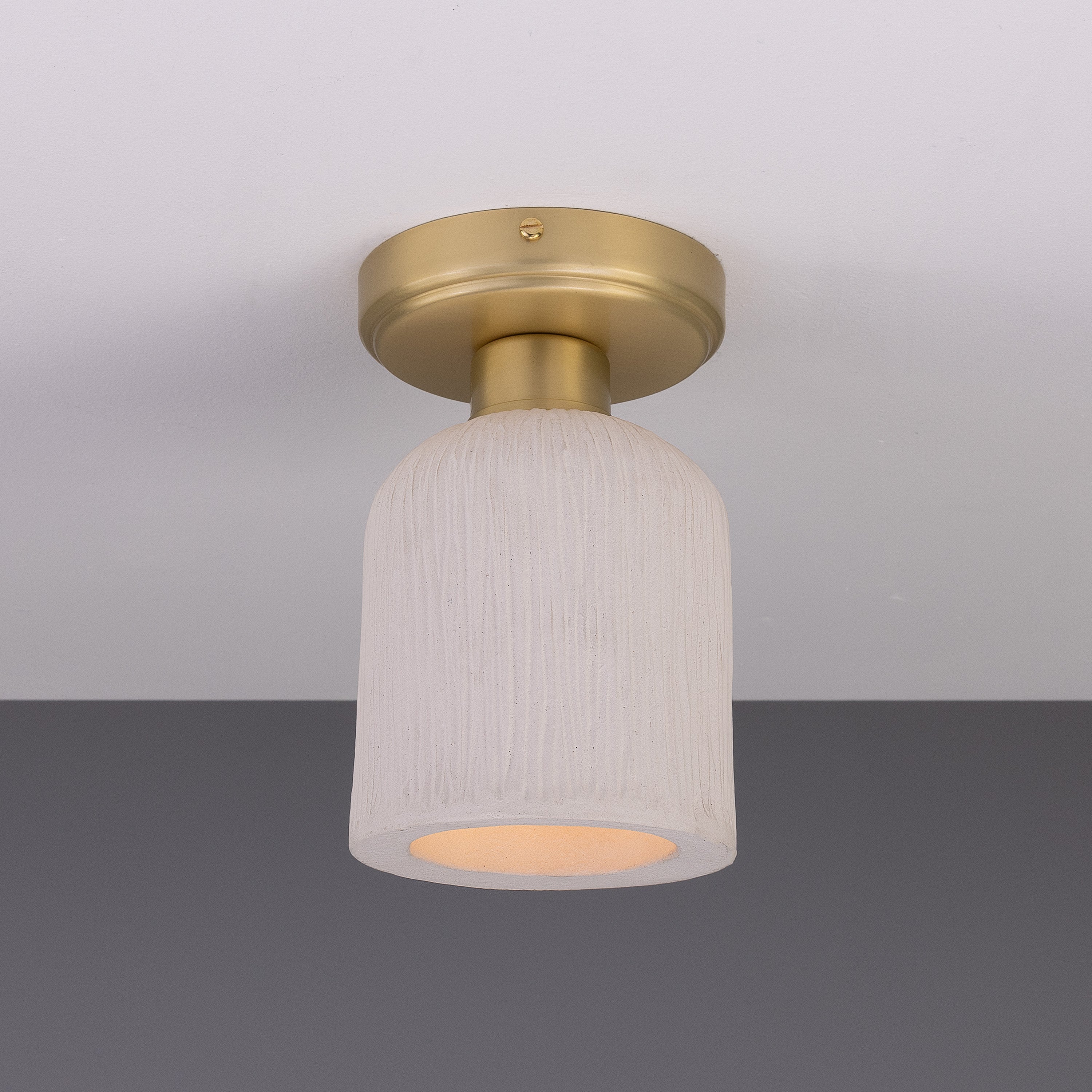 Osier Organic Ceramic Ceiling Light 12cm, Matte White Striped Product Shot