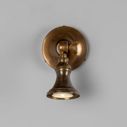 Accra Traditional Adjustable Brass Wall Spotlight