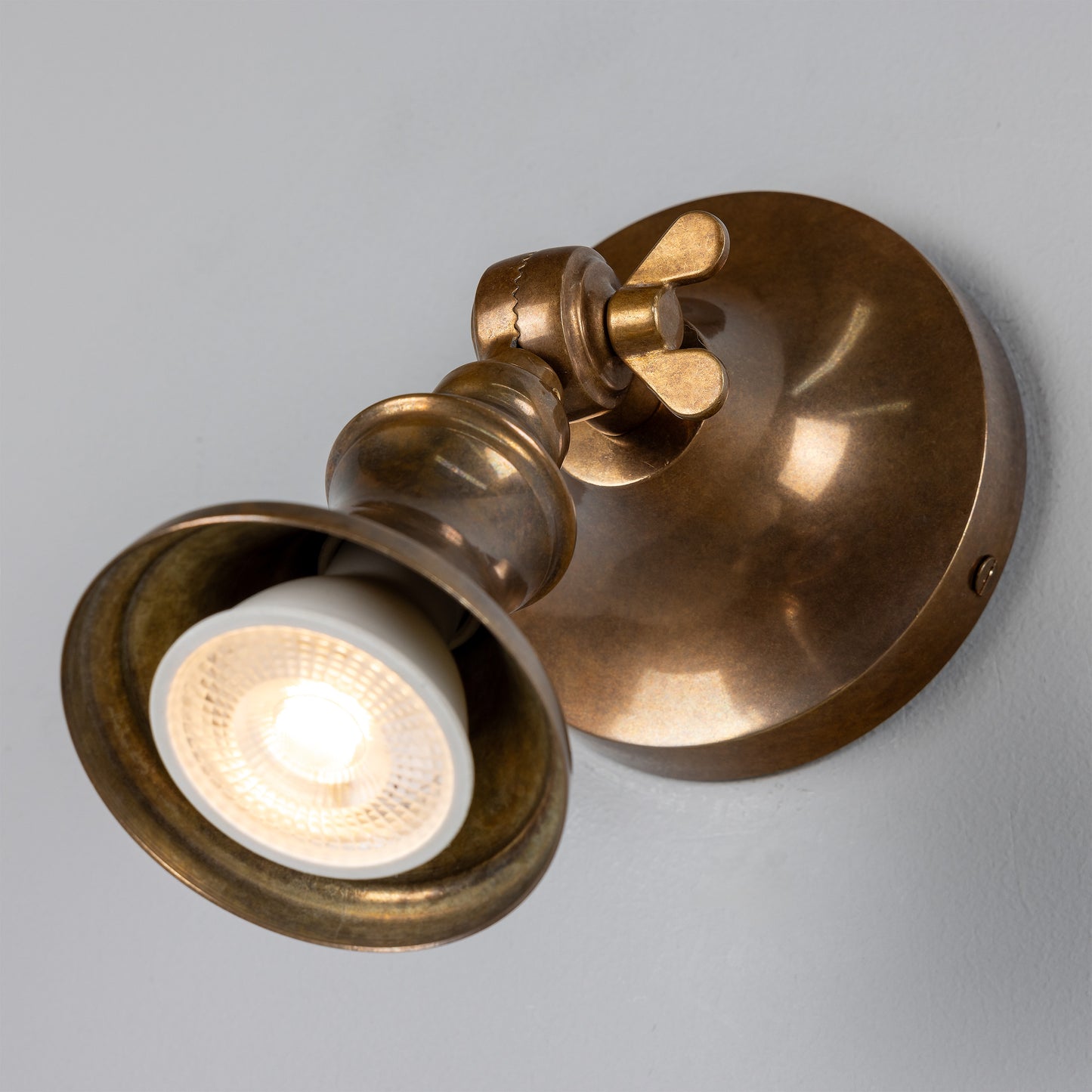 Accra Traditional Adjustable Brass Wall Spotlight