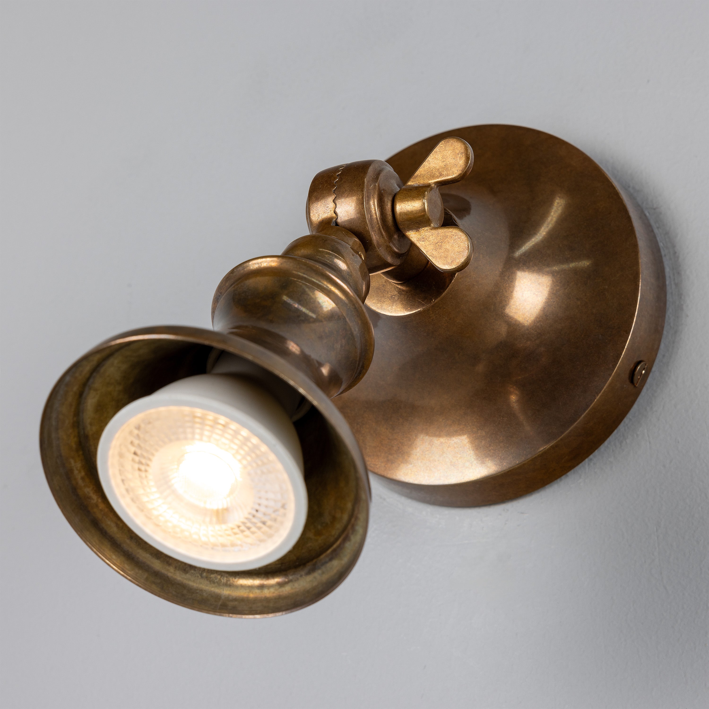 Accra Traditional Adjustable Brass Wall Spotlight