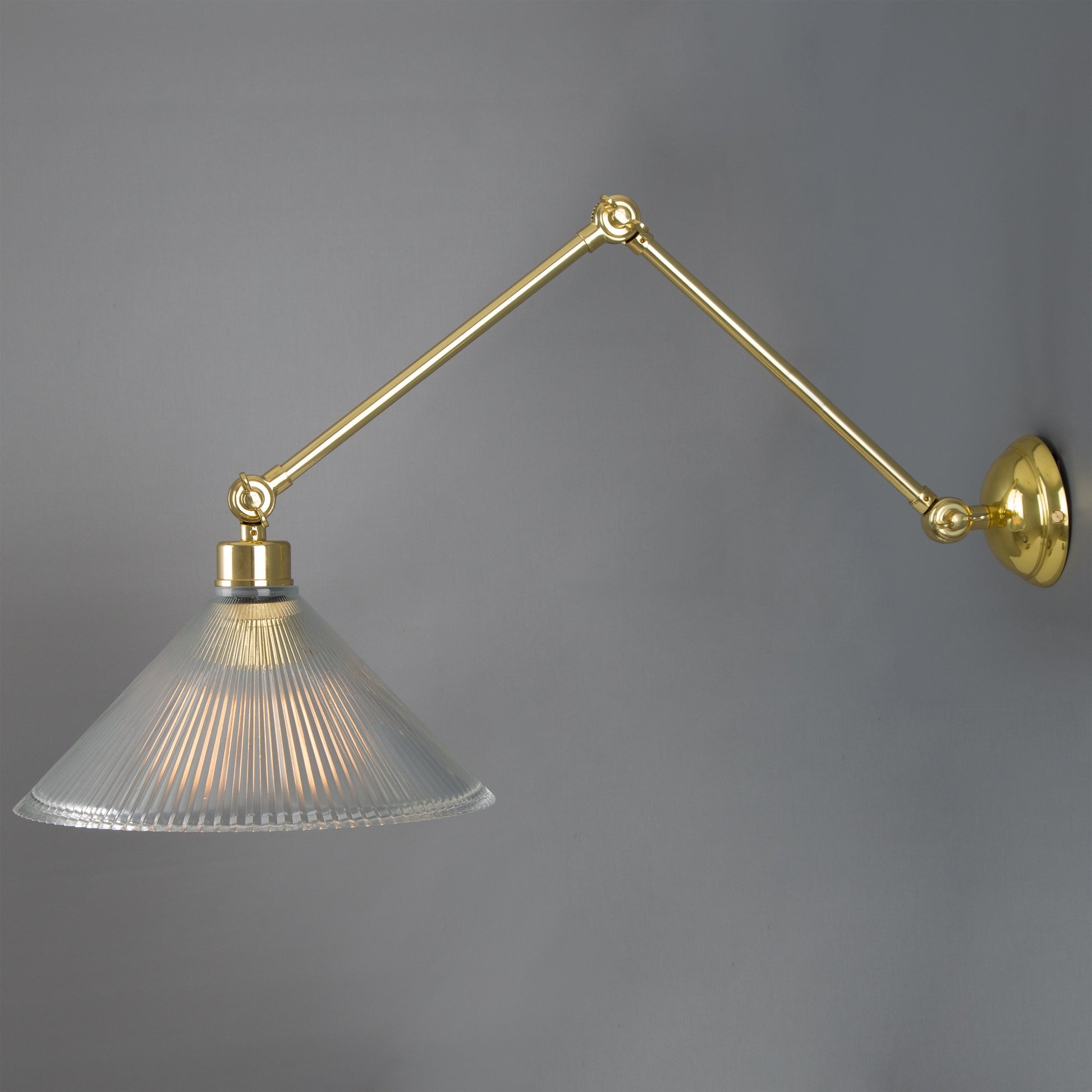 Rebell Adjustable Arm Wall Light with Prismatic Glass Shade Product Shot