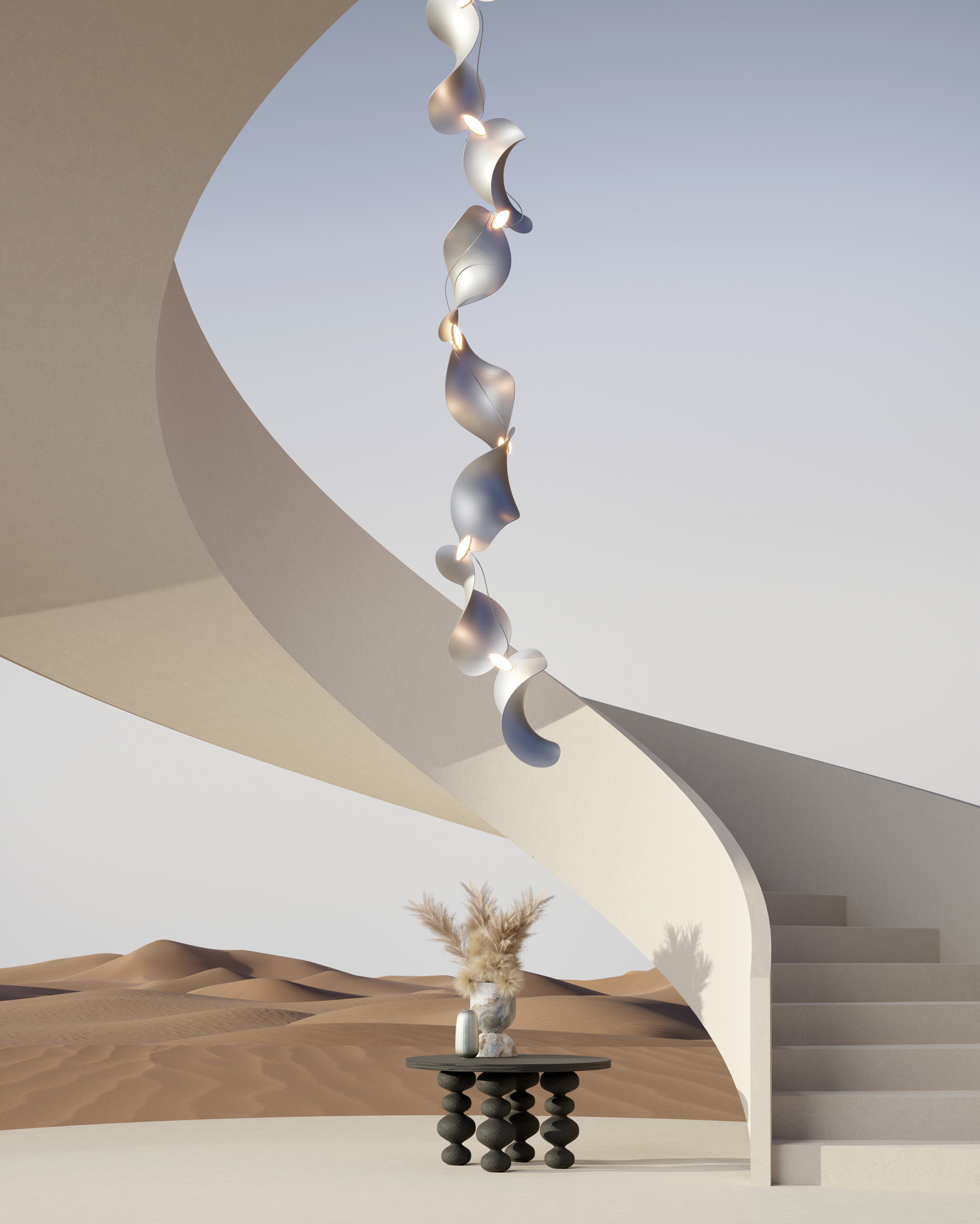 Moss Dune 6 Vertical Line Lamp