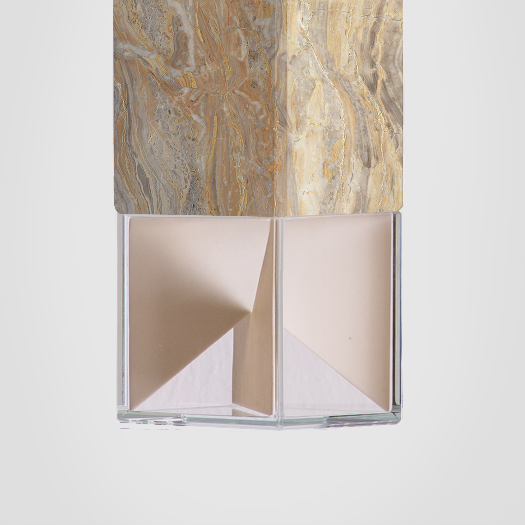 Lamp One Pendant Light / Marble, detailed close up of glass casing.