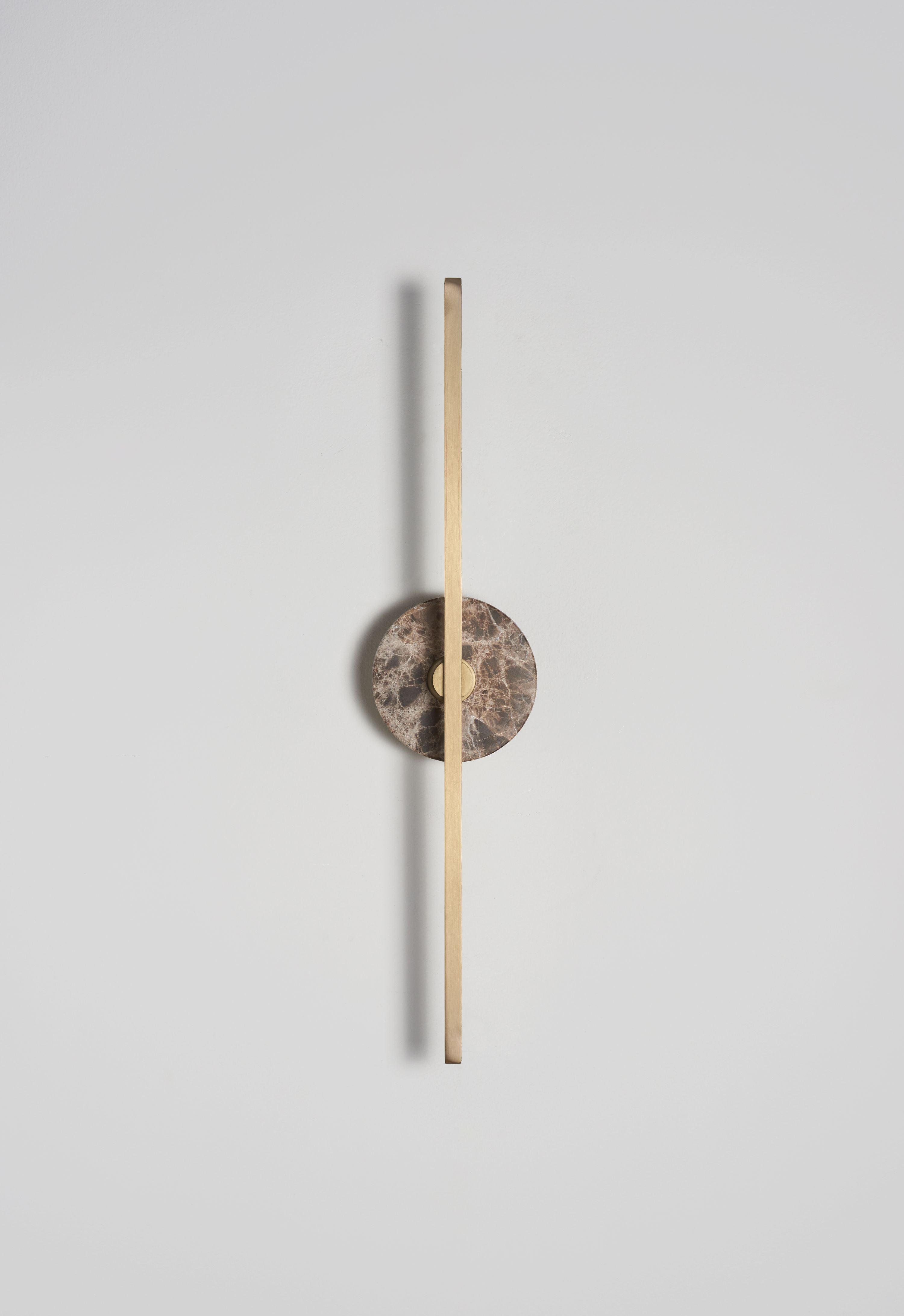 Stick Wall Light brass & brown marble, front
