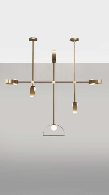 Sphere And Cut Circle Pendant Light turned on