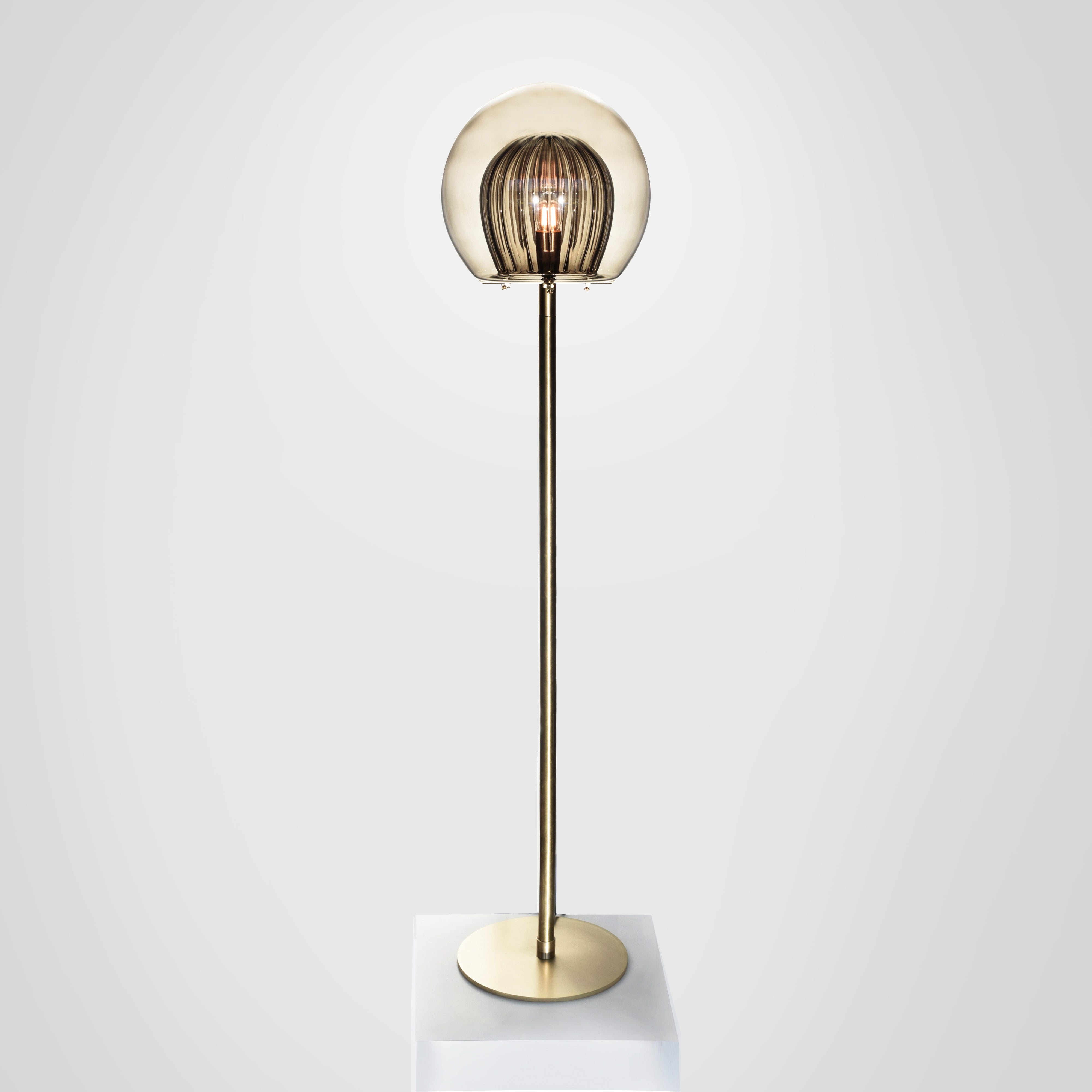 Pleated Crystal Floor Lamp, smoked front view
