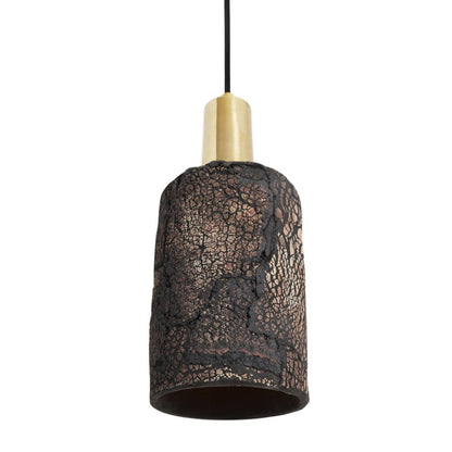 Senna Organic Ceramic Cylinder Pendant Light 12cm, Black Clay