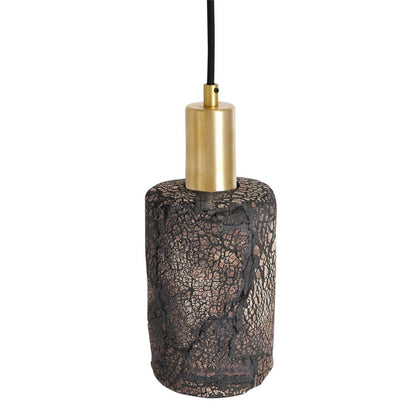 Senna Organic Ceramic Cylinder Pendant Light 12cm, Black Clay