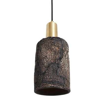 Senna Organic Ceramic Cylinder Pendant Light 12cm, Black Clay