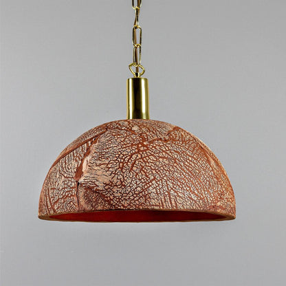 Kauri Organic Ceramic Dome Pendant Light 37cm, Red Iron