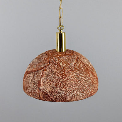 Kauri Organic Ceramic Dome Pendant Light 37cm, Red Iron