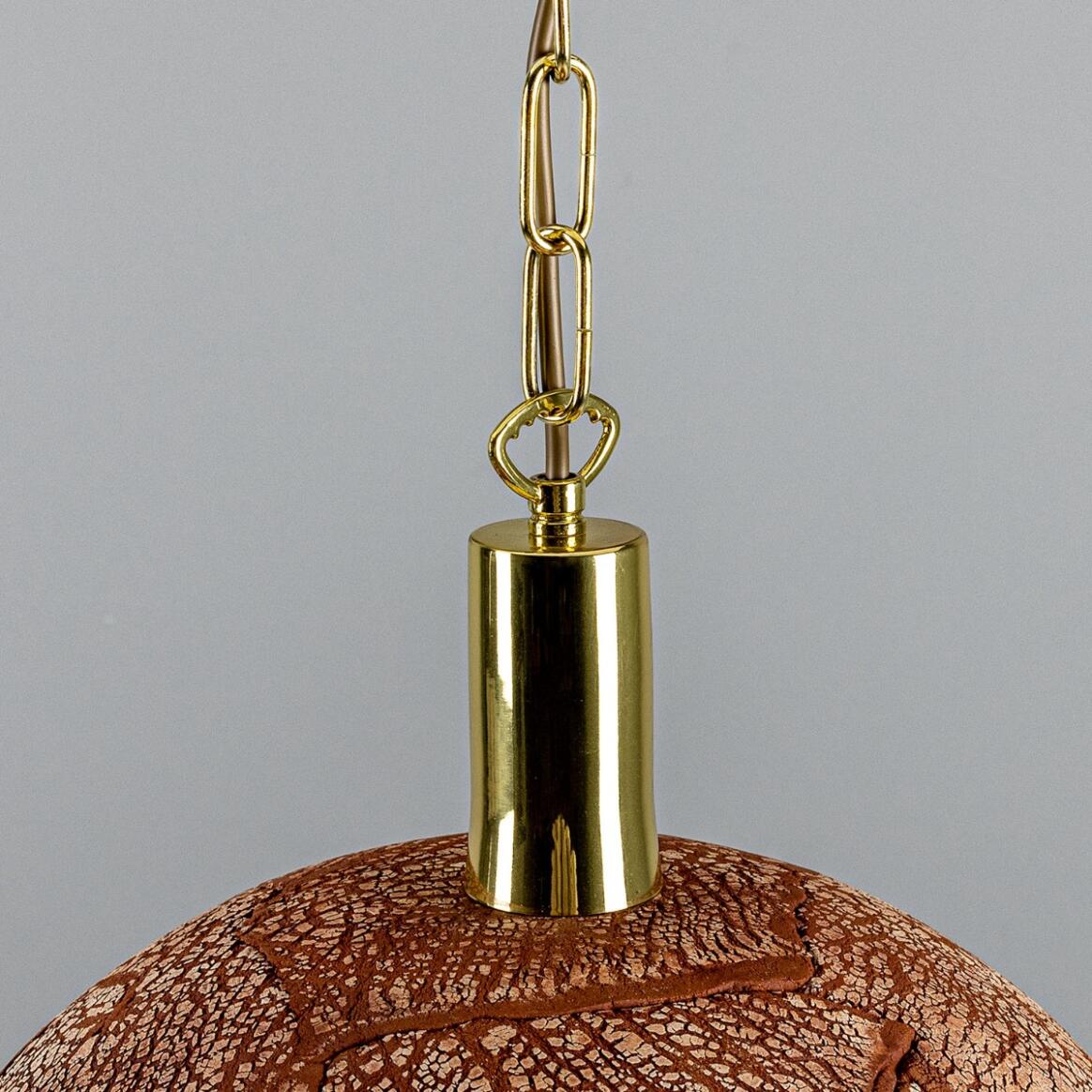 Kauri Organic Ceramic Dome Pendant Light 37cm, Red Iron