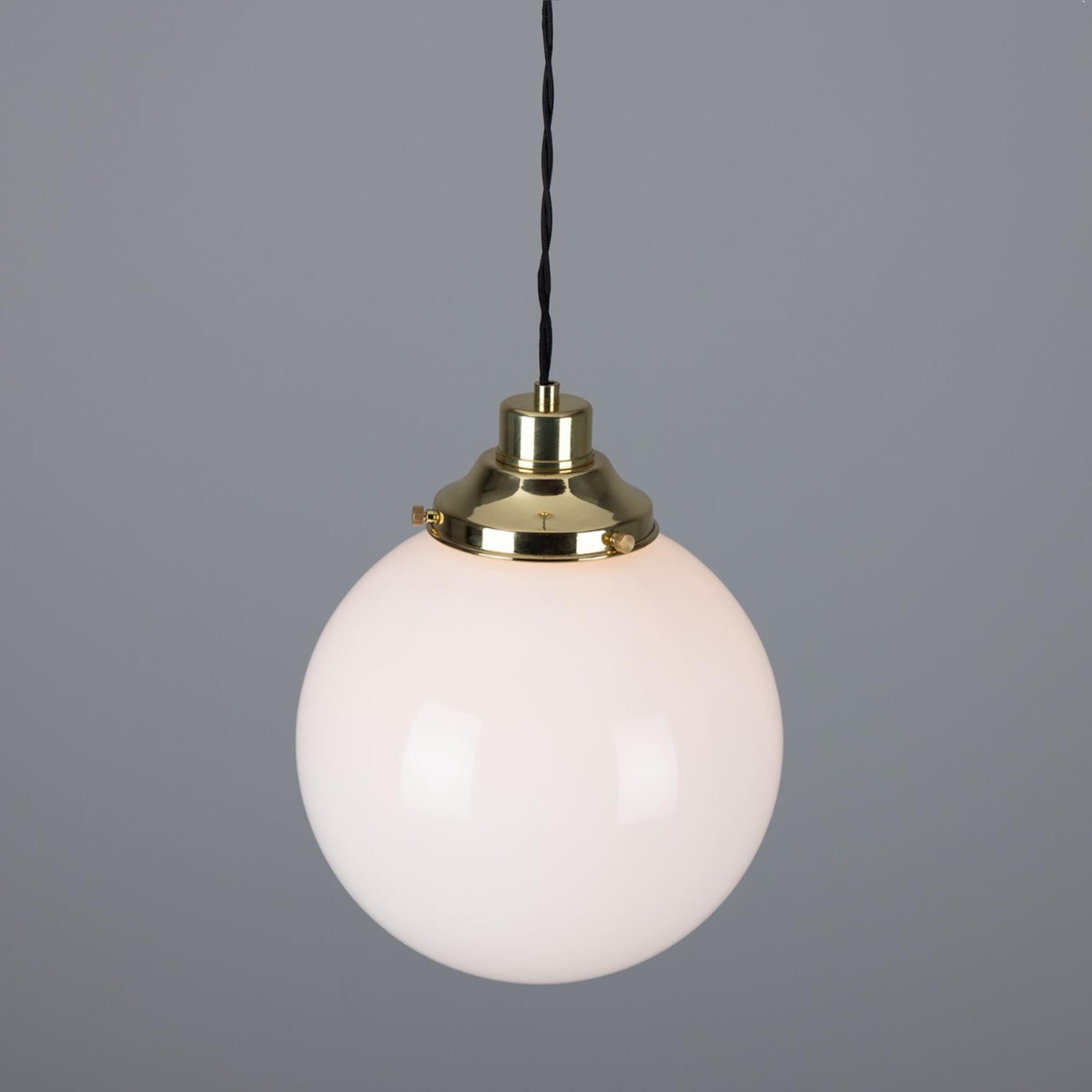 Gentry Opal Glass Globe Pendant Light 25cm
