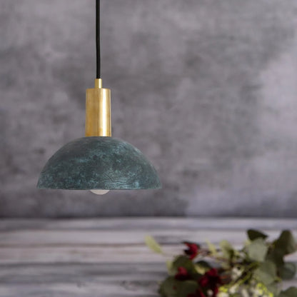 Kauri Organic Ceramic Dome Pendant Light 20cm, Blue Earth