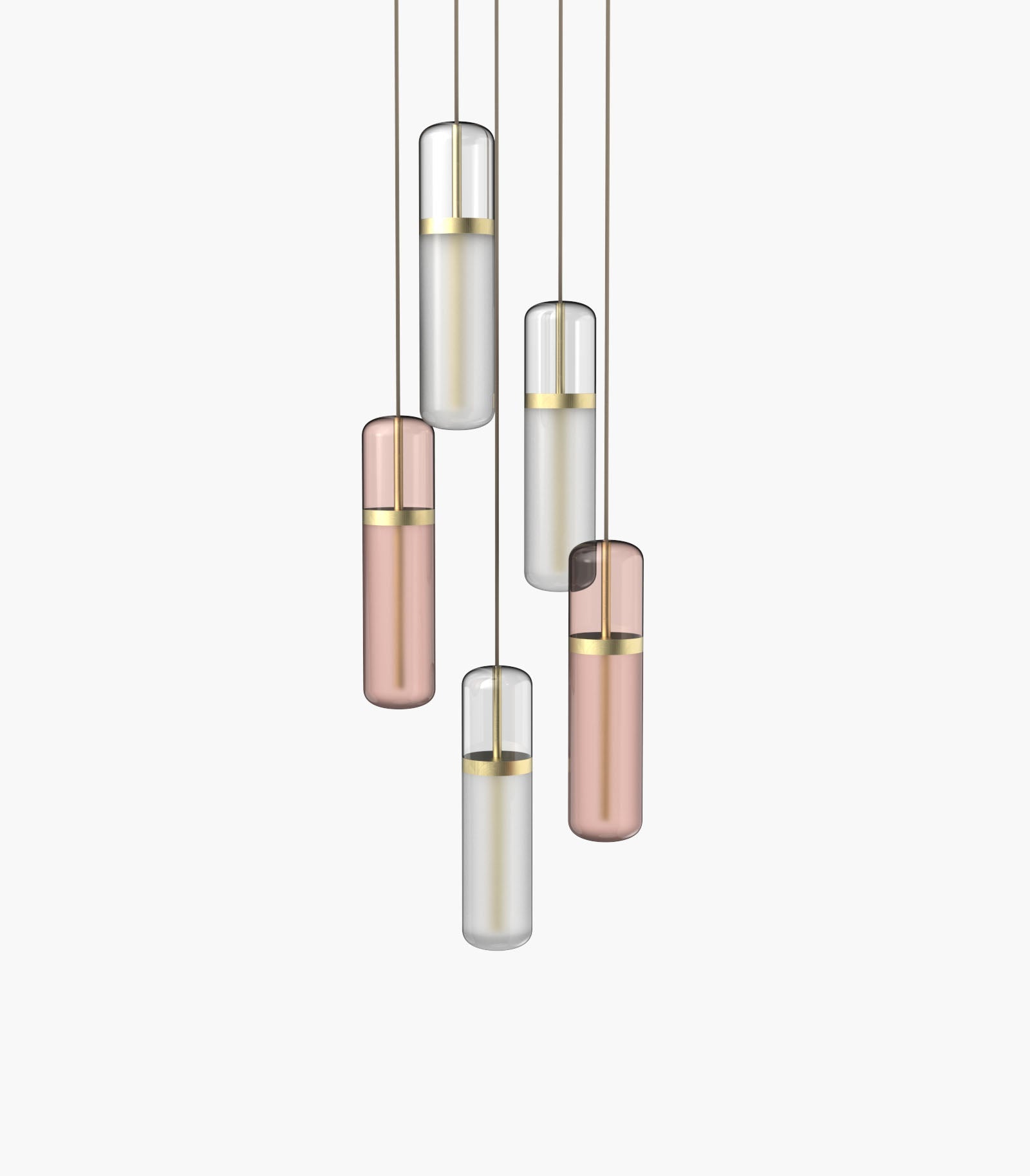 Pill S36-03 Pendant Light White / Pink Brushed Brass 