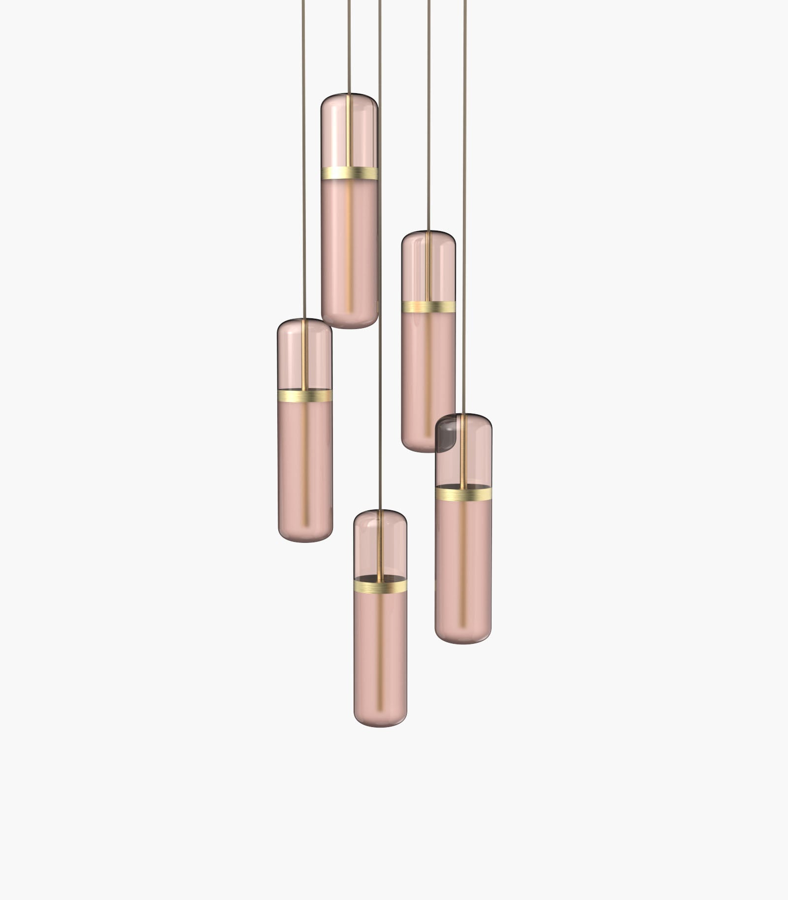 Pill S36-03 Pendant Light Pink Brushed Brass 
