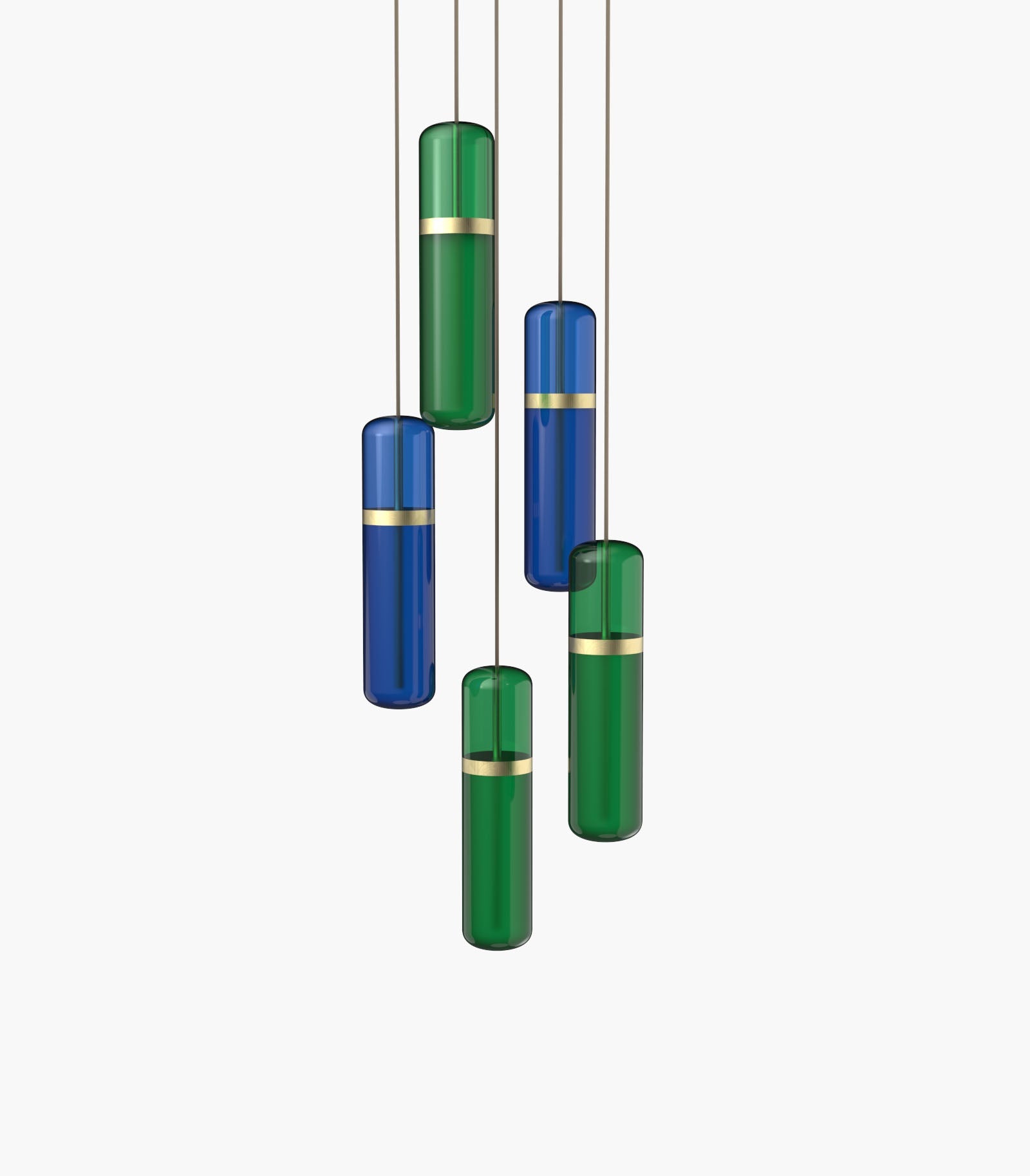 Pill S36-03 Pendant Light Blue / Green Brushed Brass 