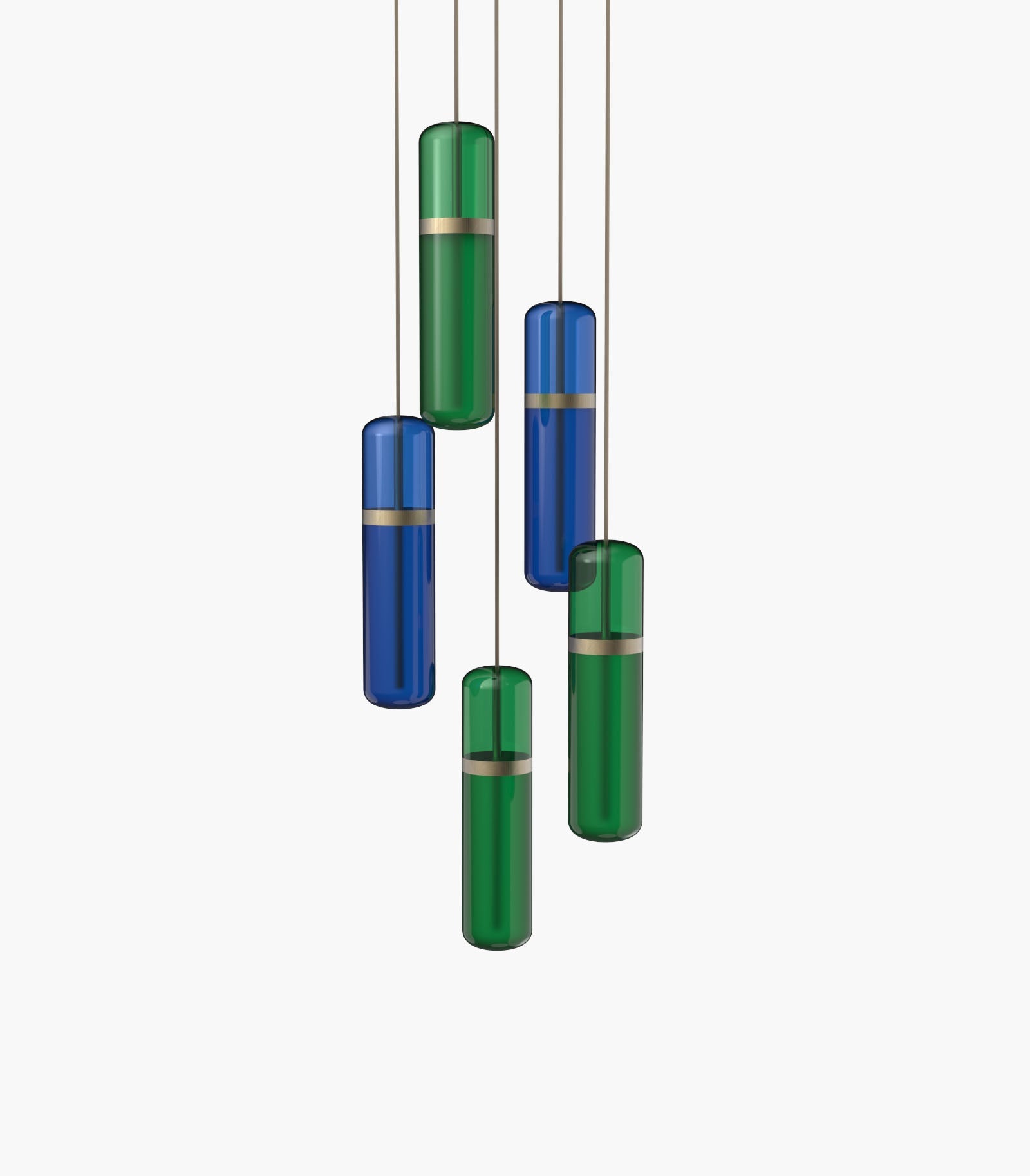 Pill S36-03 Pendant Light Blue / Green Burnished Brass