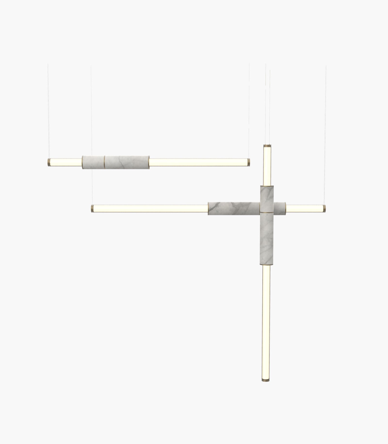 Light Pipe S58-11- Pendant Light White Burnished Brass