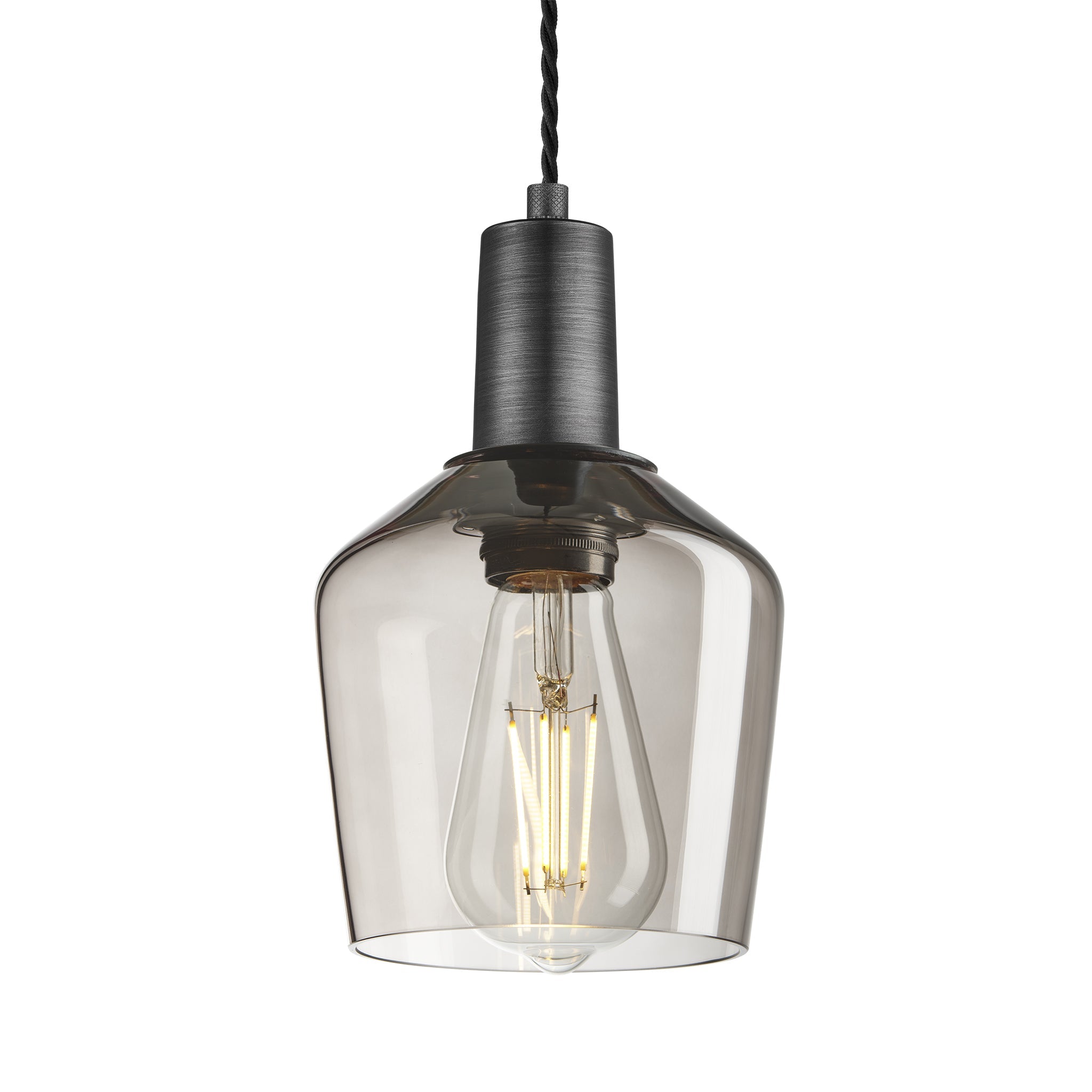Sleek Smoked Glass Schoolhouse Pendant - 5.5 Inch , Product Shot
