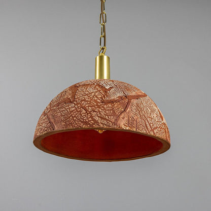 Kauri Organic Ceramic Dome Pendant Light 37cm, Red Iron