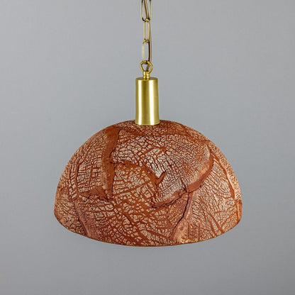 Kauri Organic Ceramic Dome Pendant Light 37cm, Red Iron