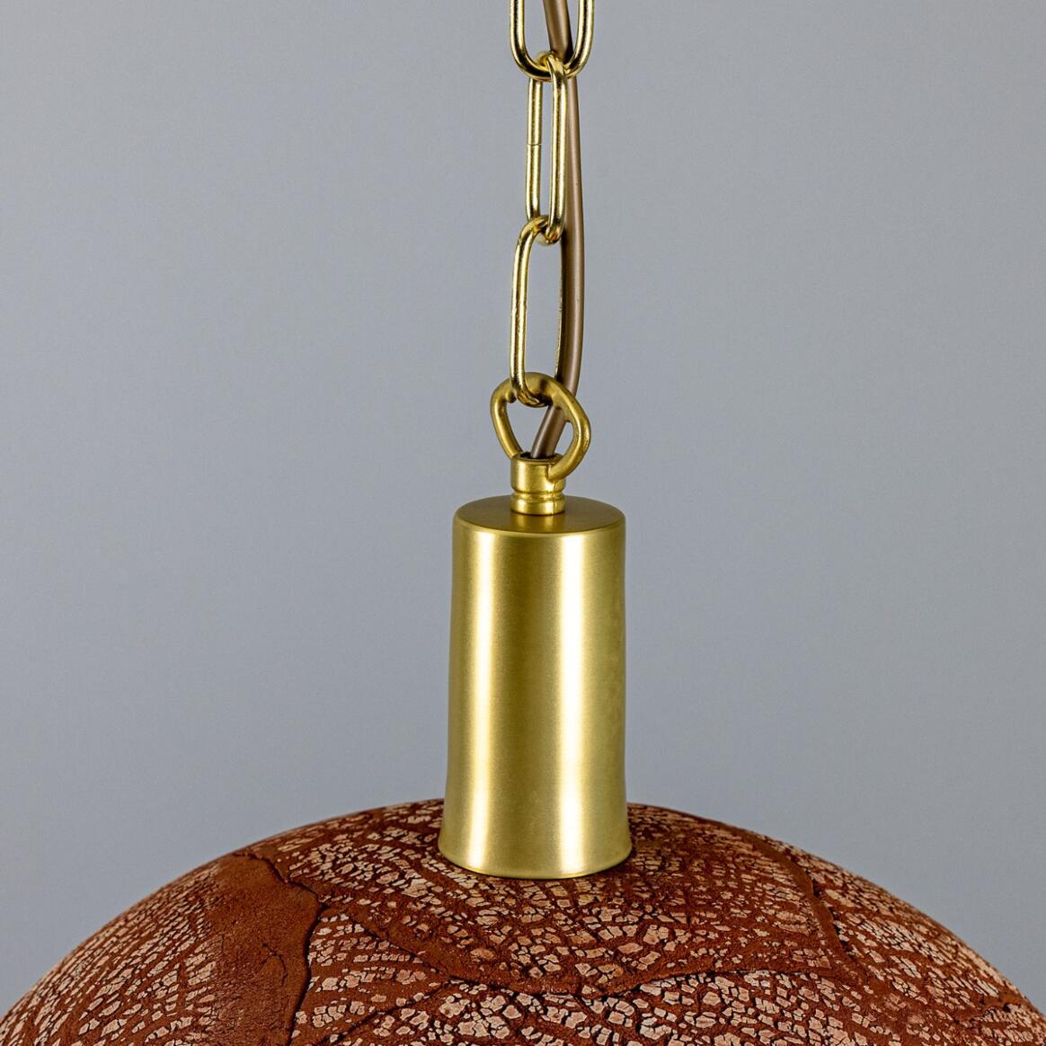 Kauri Organic Ceramic Dome Pendant Light 37cm, Red Iron